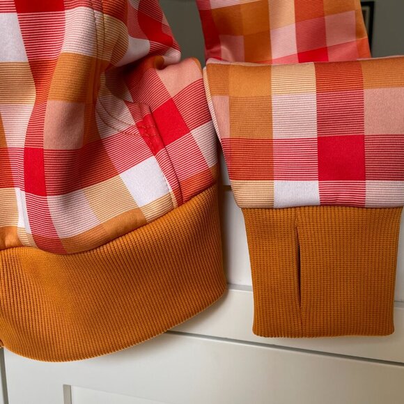 Burton Colombo Dry/Ride LS Fleece Lined Zip Up Check Print Hoodie Gold Orange S - Picture 6 of 12